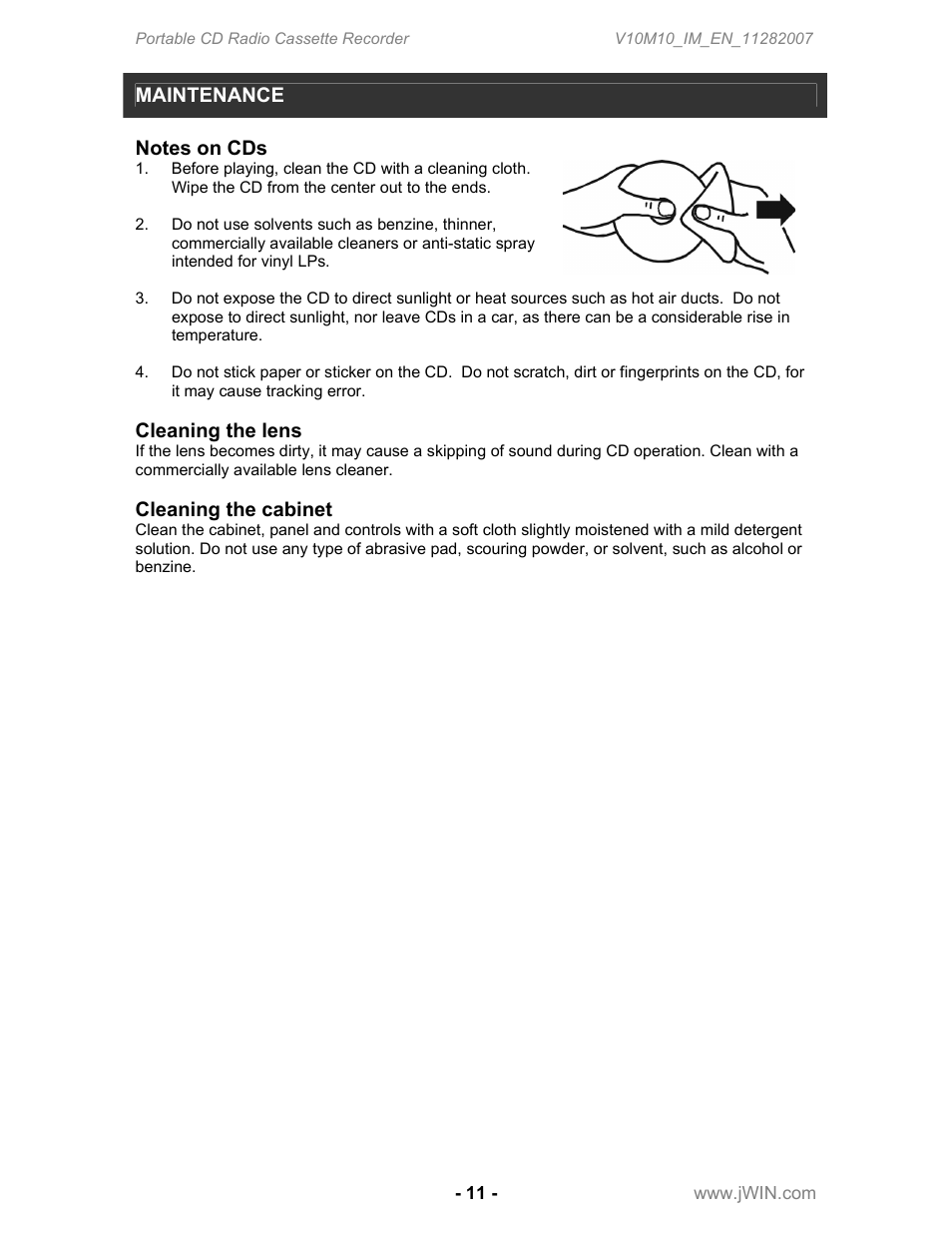 Jwin JX-CD483 User Manual | Page 12 / 16