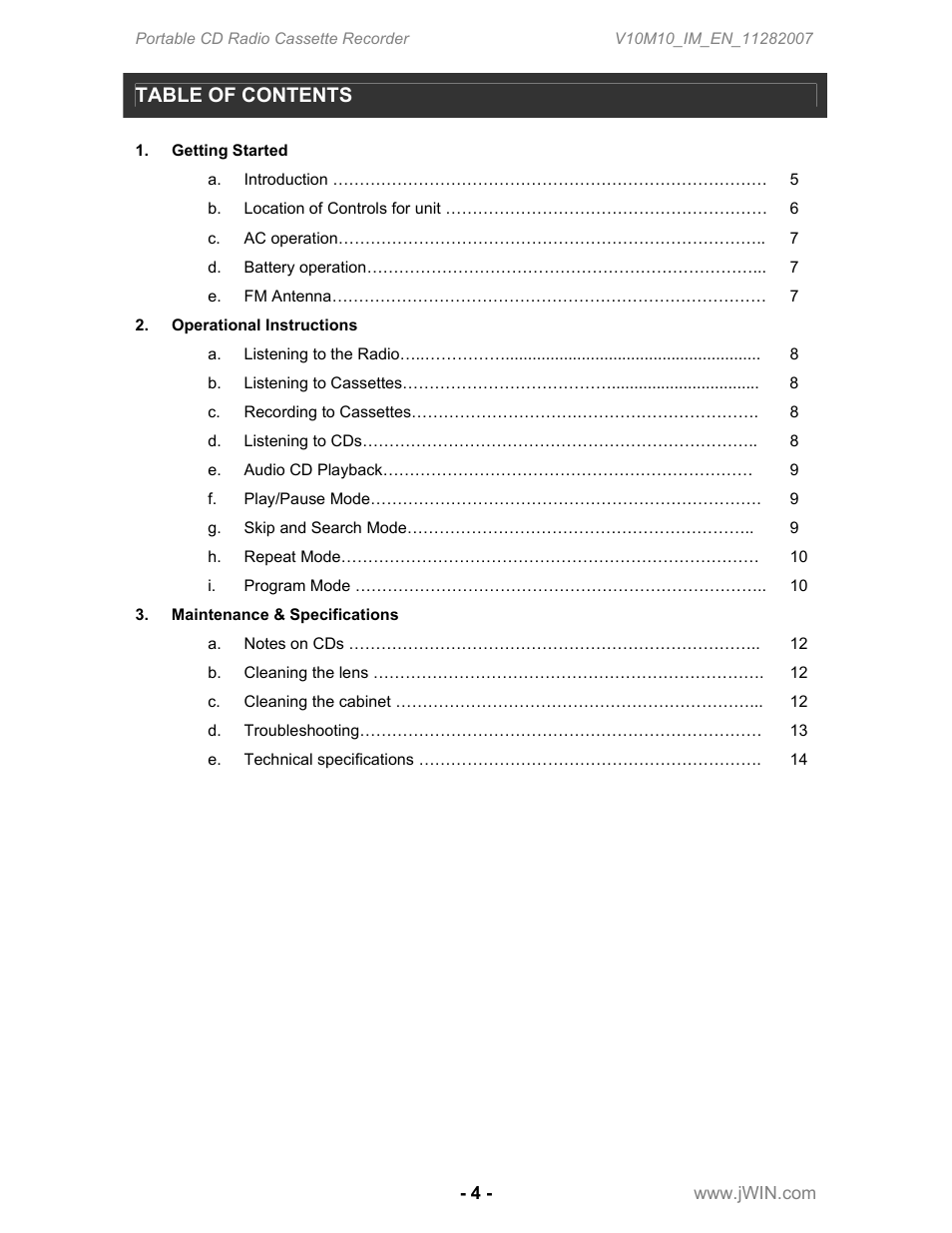 Jwin JX-CD483 User Manual | Page 5 / 16