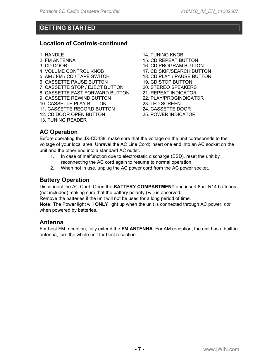 Jwin JX-CD483 User Manual | Page 8 / 16