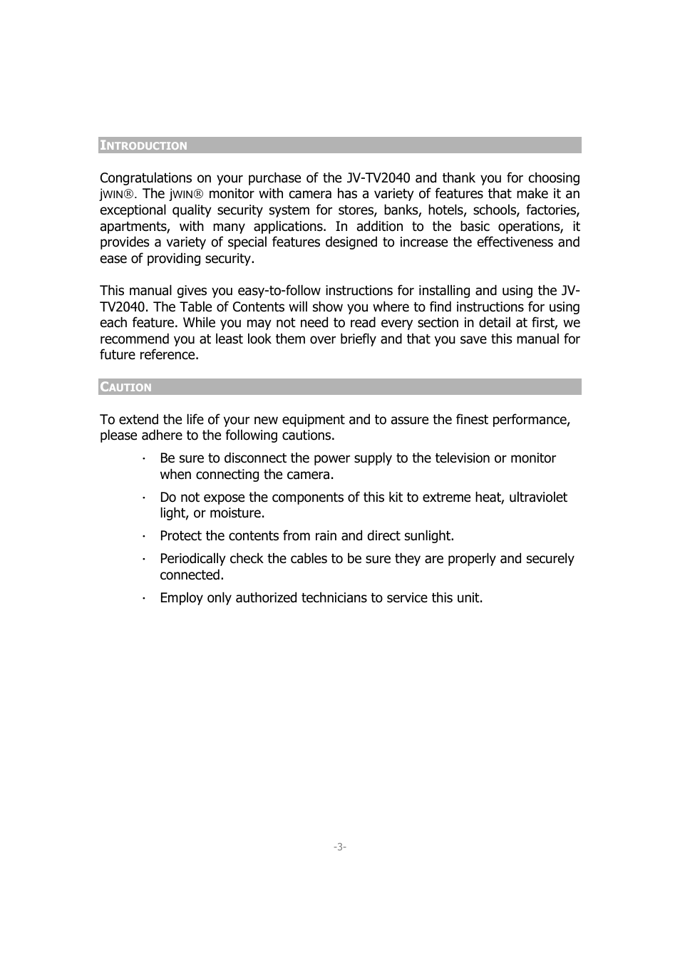 Jwin JV-TV2040 User Manual | Page 3 / 13