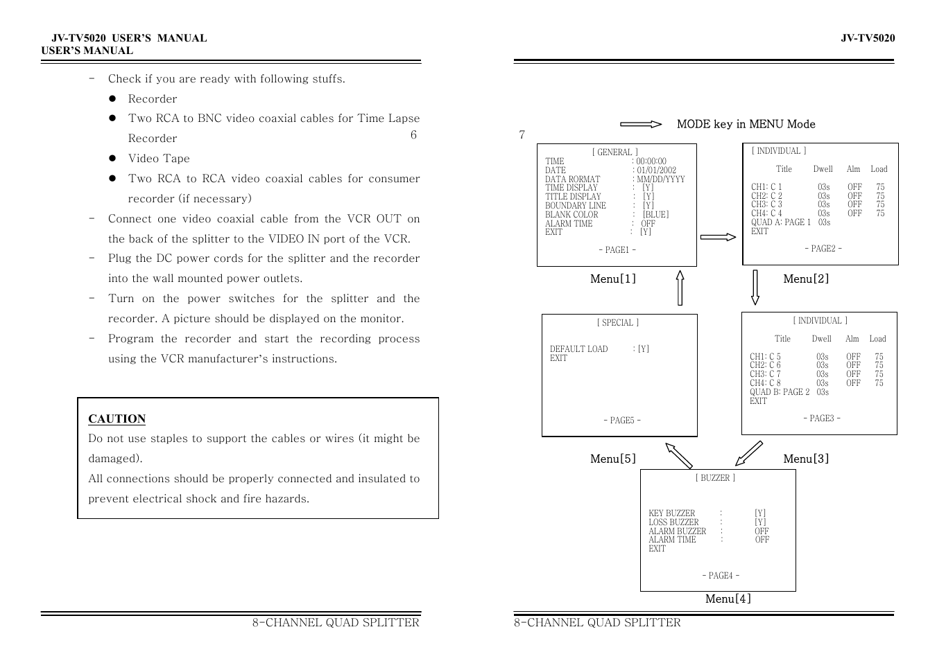 Jwin 8-Channel Quad Splitter JV-TV5020 User Manual | Page 10 / 12