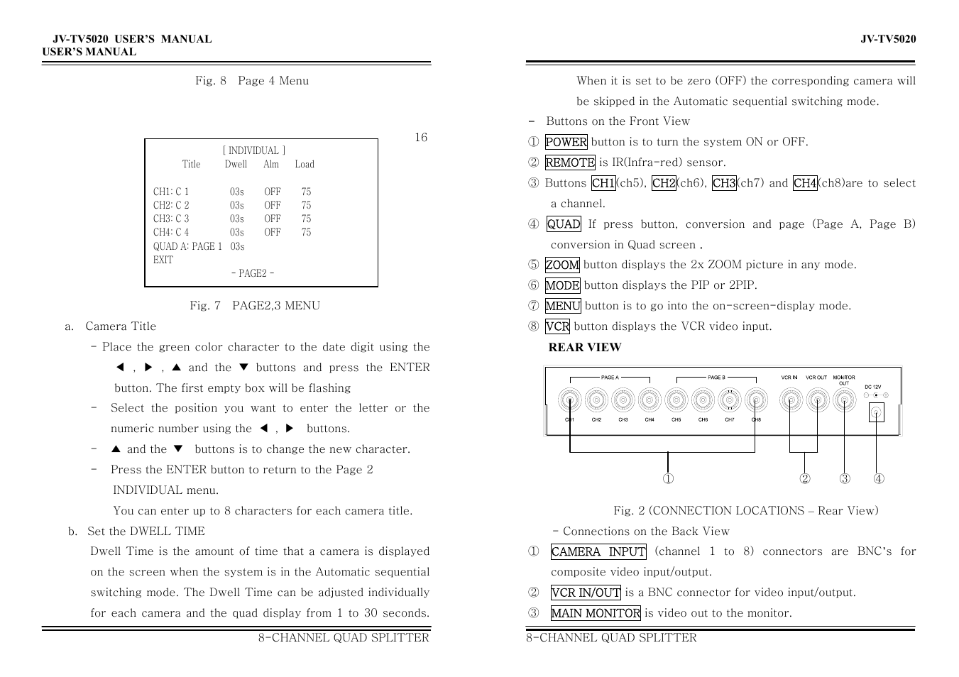 Jwin 8-Channel Quad Splitter JV-TV5020 User Manual | Page 7 / 12