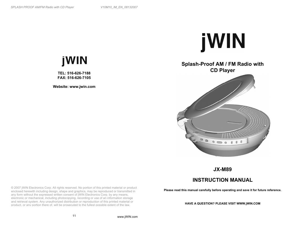 Jwin JX-M89 User Manual | 6 pages