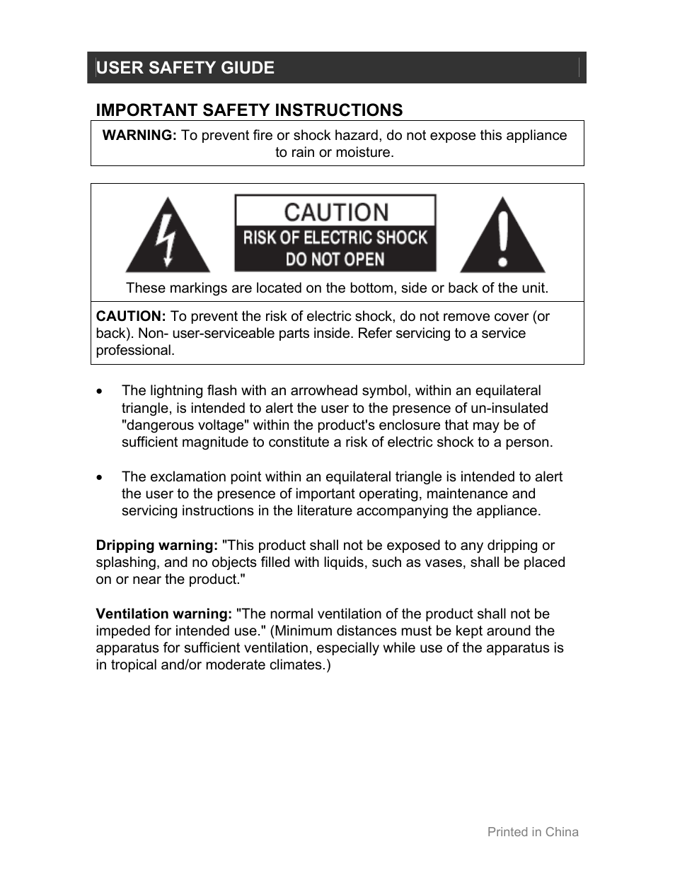 User safety giude, Important safety instructions | Jwin JL-355 User Manual | Page 7 / 12