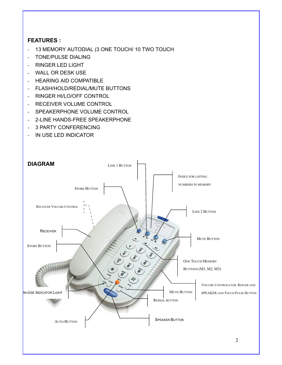 Features, Diagram | Jwin JT-P670 User Manual | Page 3 / 11