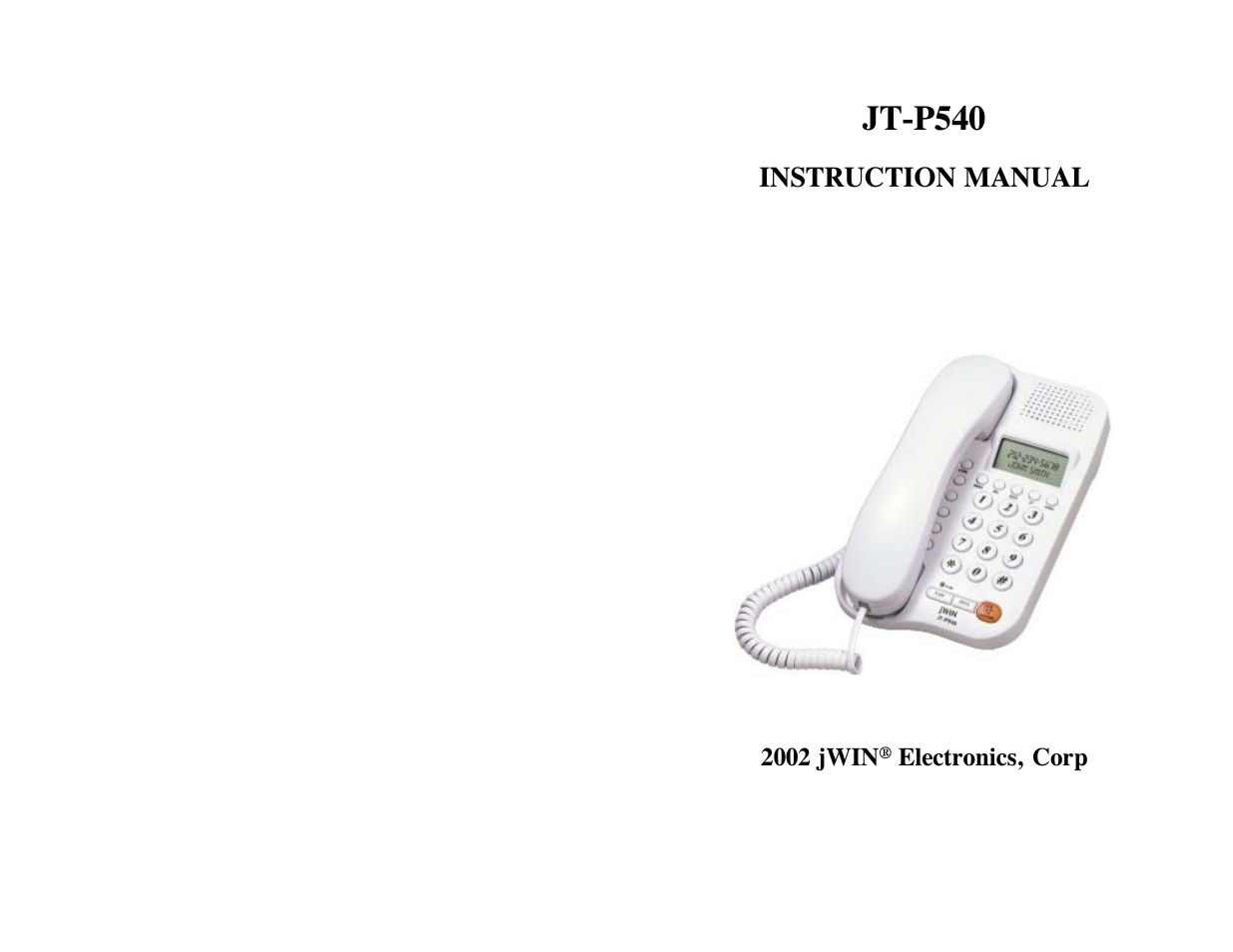 Jwin JT-P540 User Manual | 4 pages