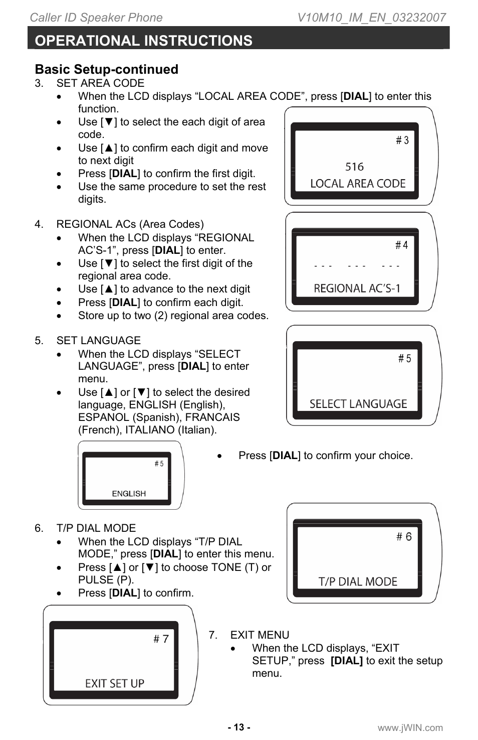 Operational instructions, Basic setup-continued | Jwin JT P531 User Manual | Page 14 / 20