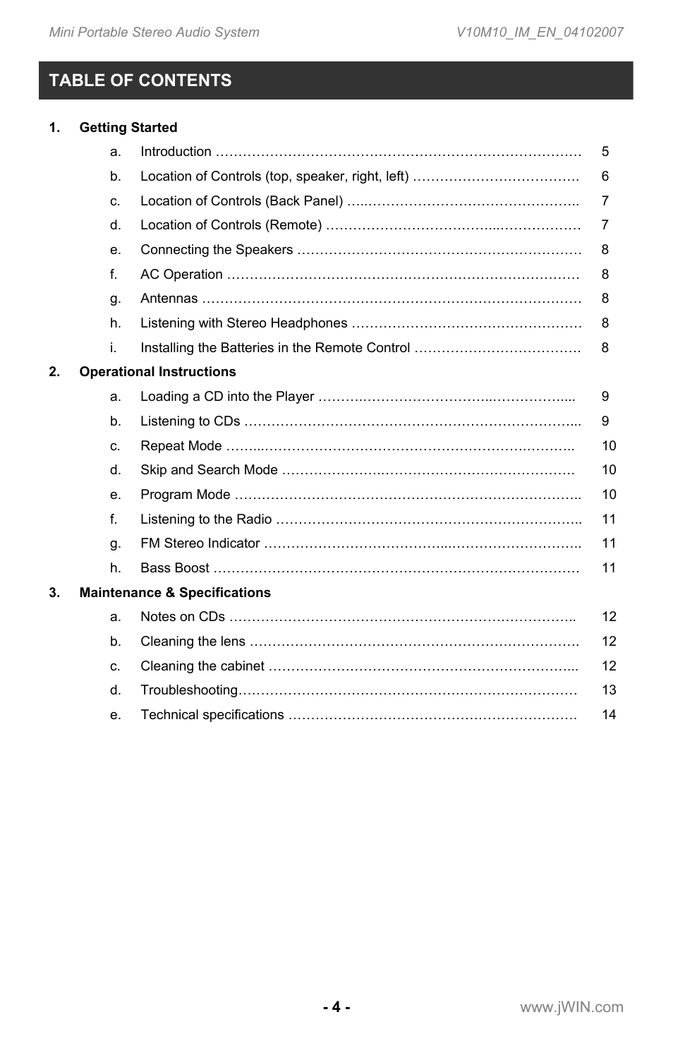 Jwin JX-CD7160 User Manual | Page 5 / 16
