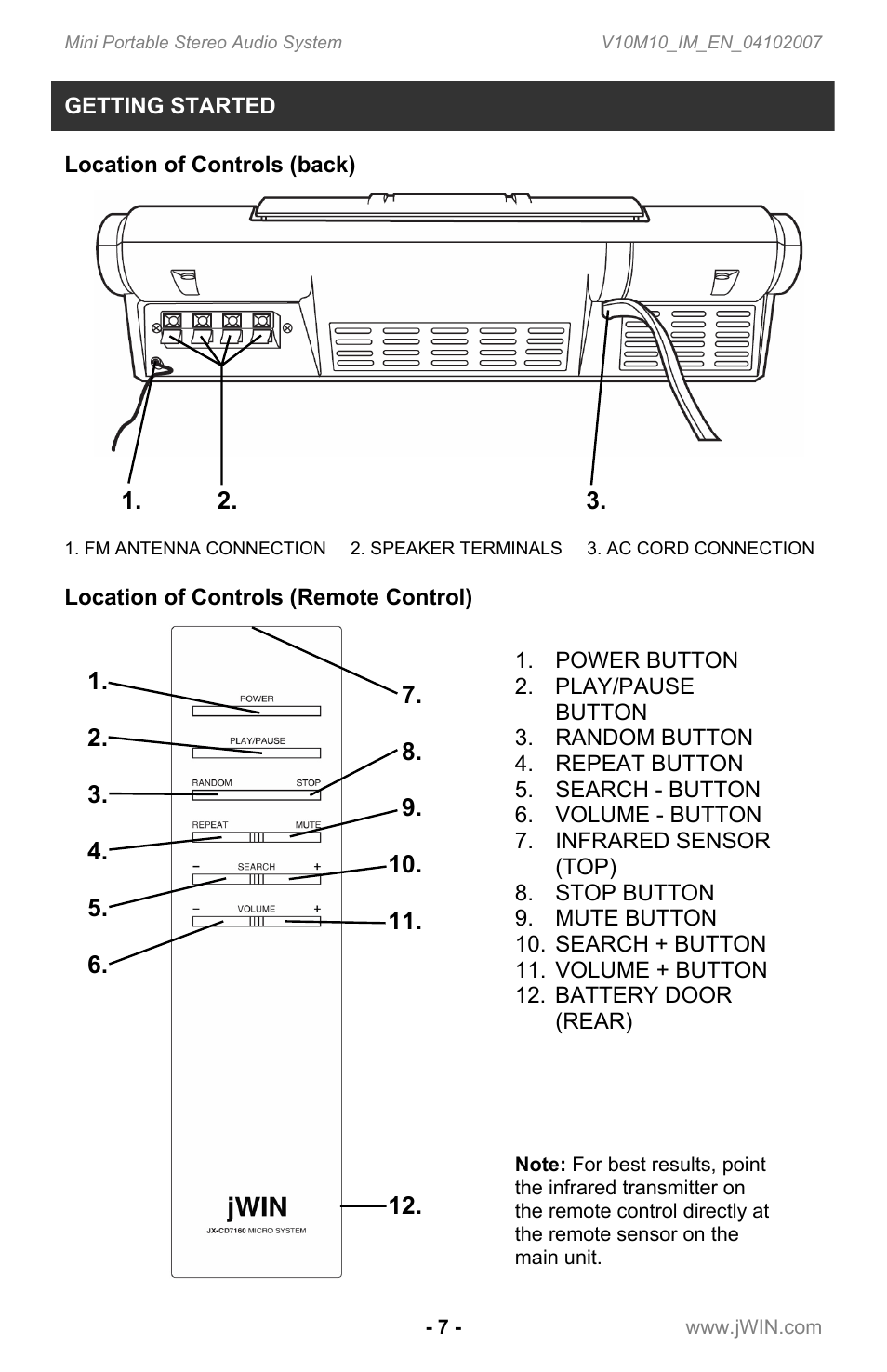 Jwin JX-CD7160 User Manual | Page 8 / 16