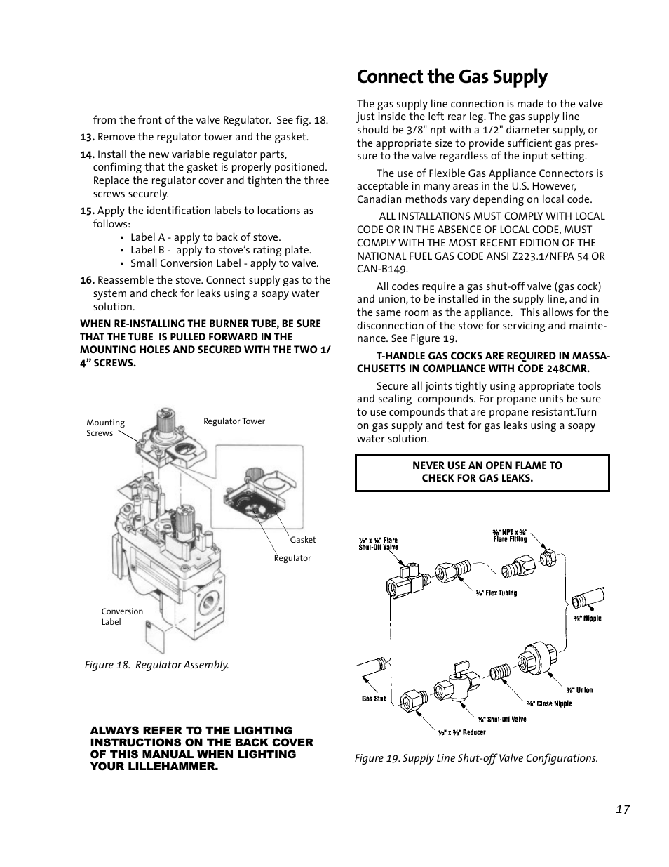 Connect the gas supply | Jotul GF 200 DV User Manual | Page 17 / 28