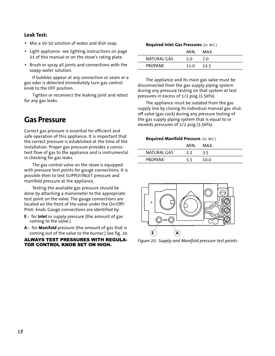 Gas pressure | Jotul GF 200 DV User Manual | Page 18 / 28