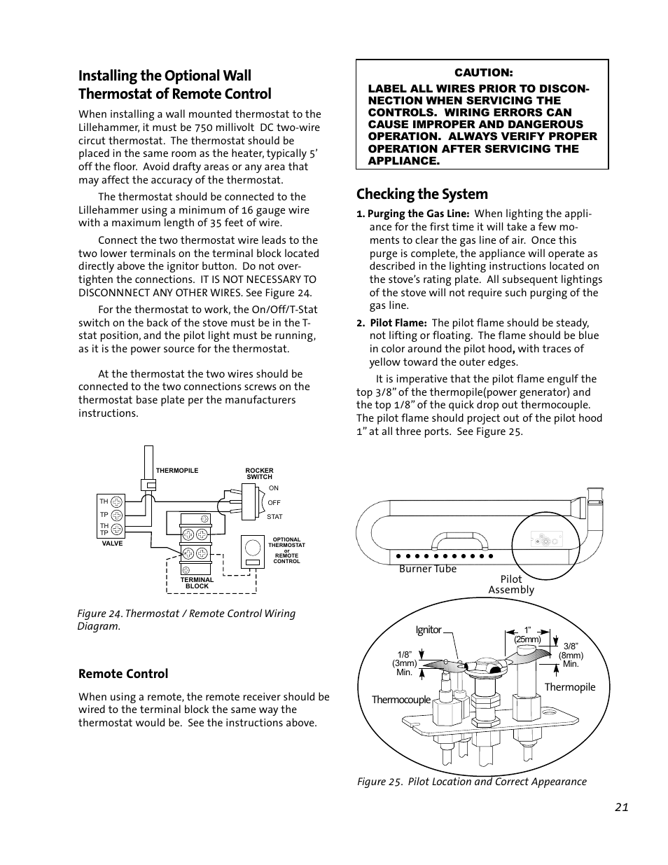 Checking the system, Remote control | Jotul GF 200 DV User Manual | Page 21 / 28