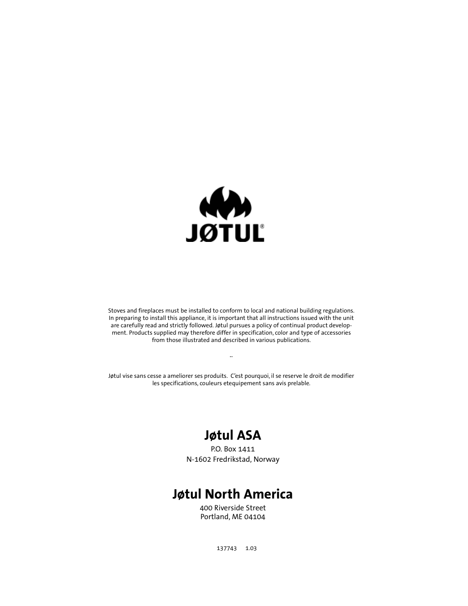 Jøtul asa, Jøtul north america | Jotul GF 200 DV User Manual | Page 28 / 28