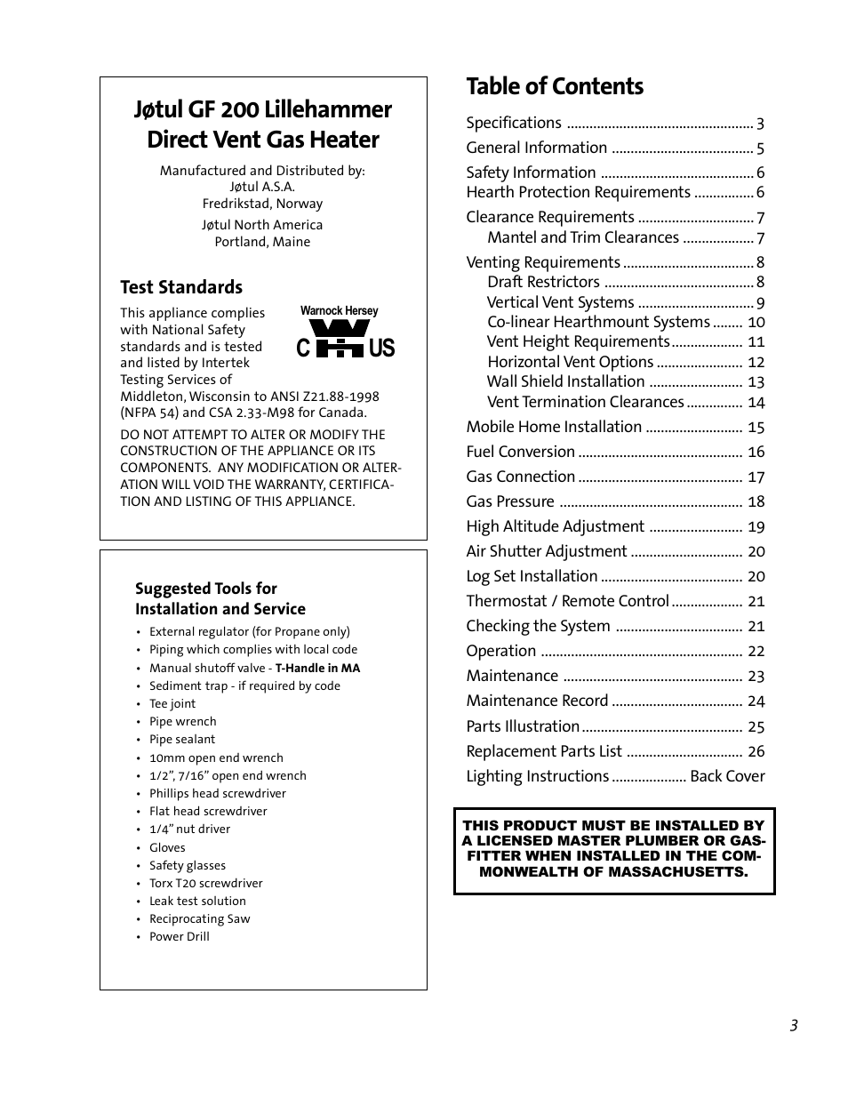 Jotul GF 200 DV User Manual | Page 3 / 28