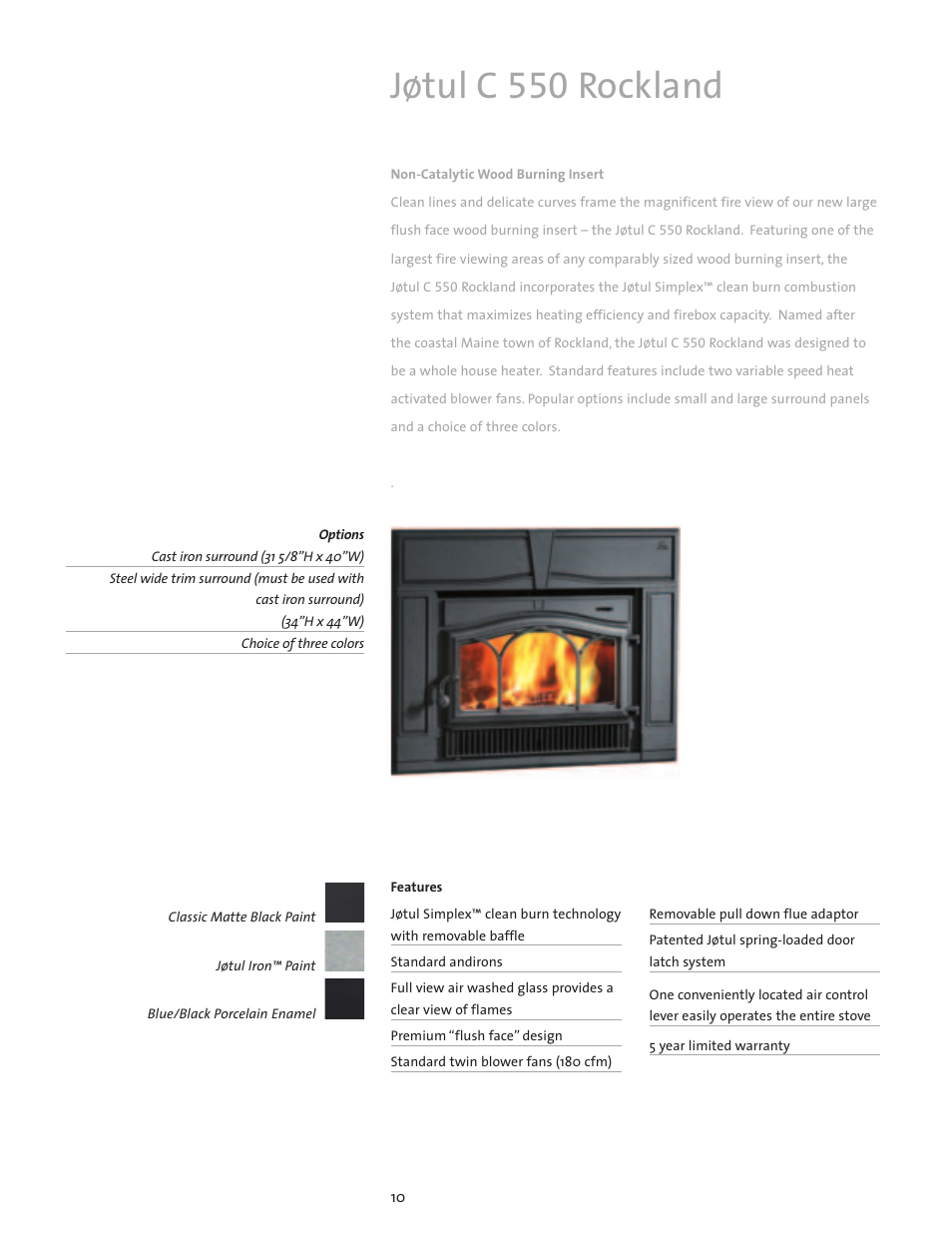 Jøtul c 550 rockland | Jotul Wood Insert User Manual | Page 10 / 16
