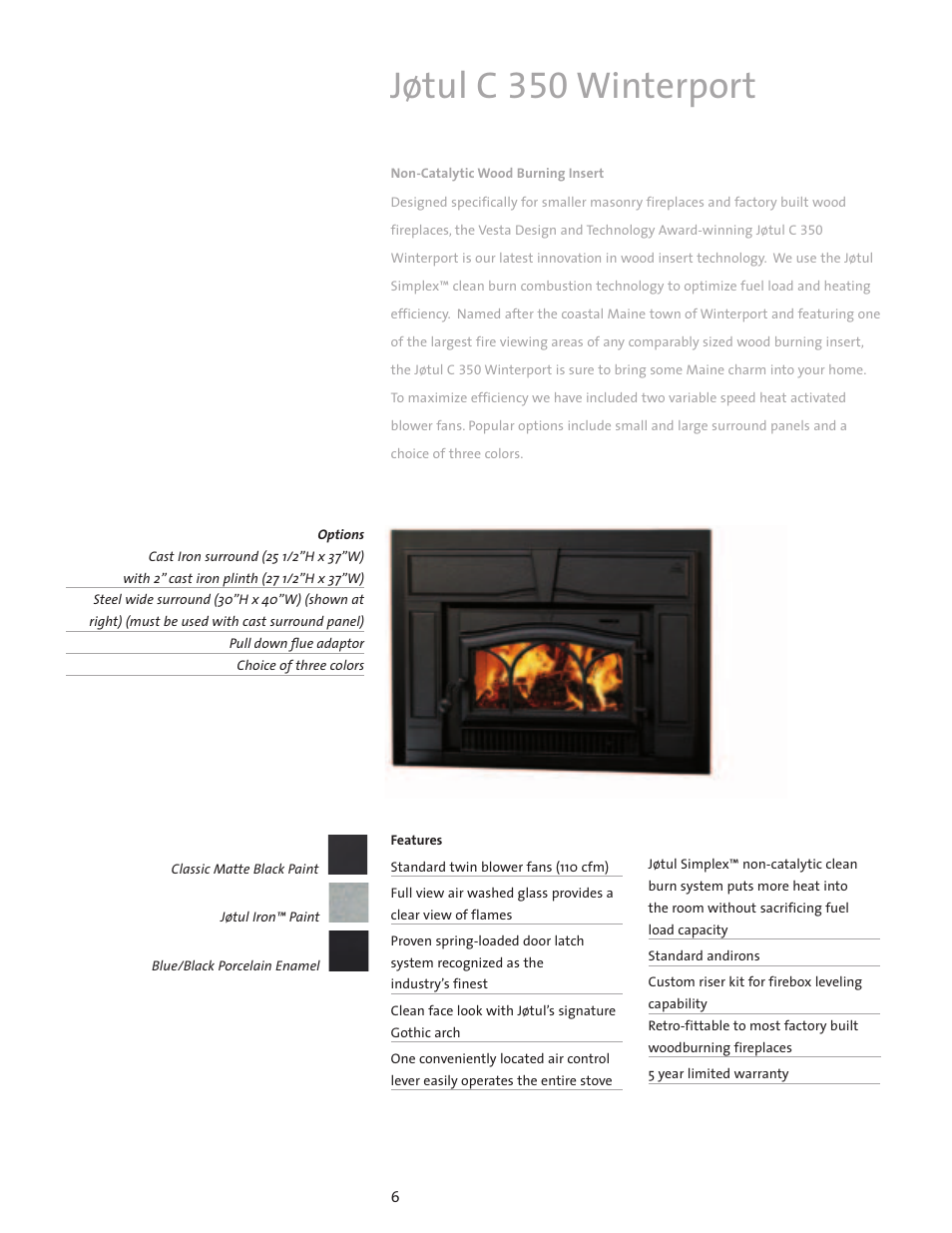 Jøtul c 350 winterport | Jotul Wood Insert User Manual | Page 6 / 16