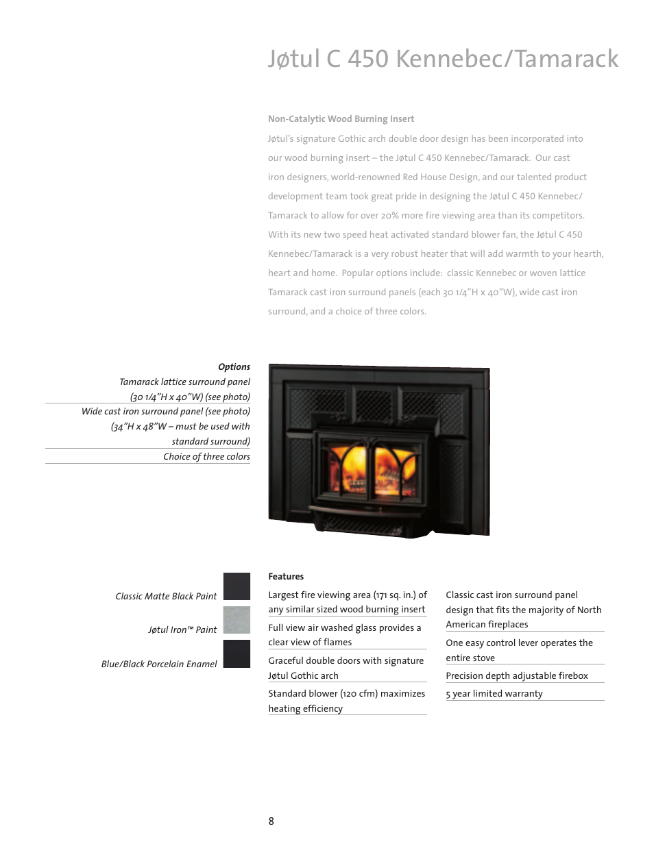 Jøtul c 450 kennebec/tamarack | Jotul Wood Insert User Manual | Page 8 / 16