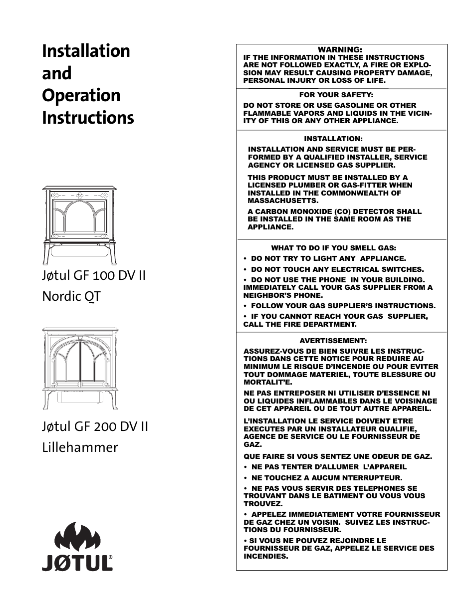 Jotul GF 100 DV II User Manual | 32 pages