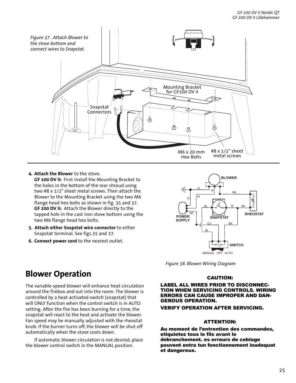 Blower operation | Jotul GF 100 DV II User Manual | Page 25 / 32