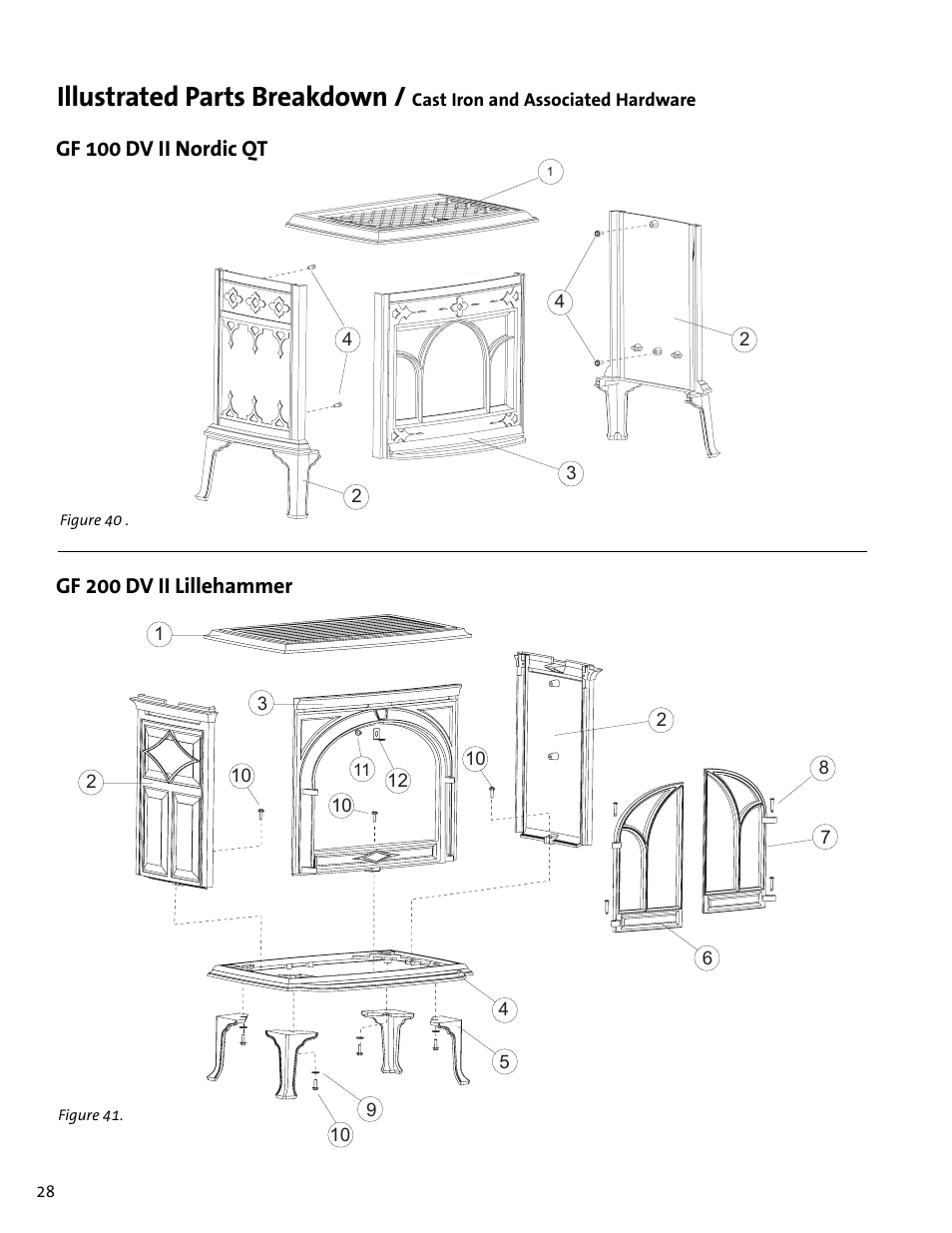 Illustrated parts breakdown | Jotul GF 100 DV II User Manual | Page 28 / 32