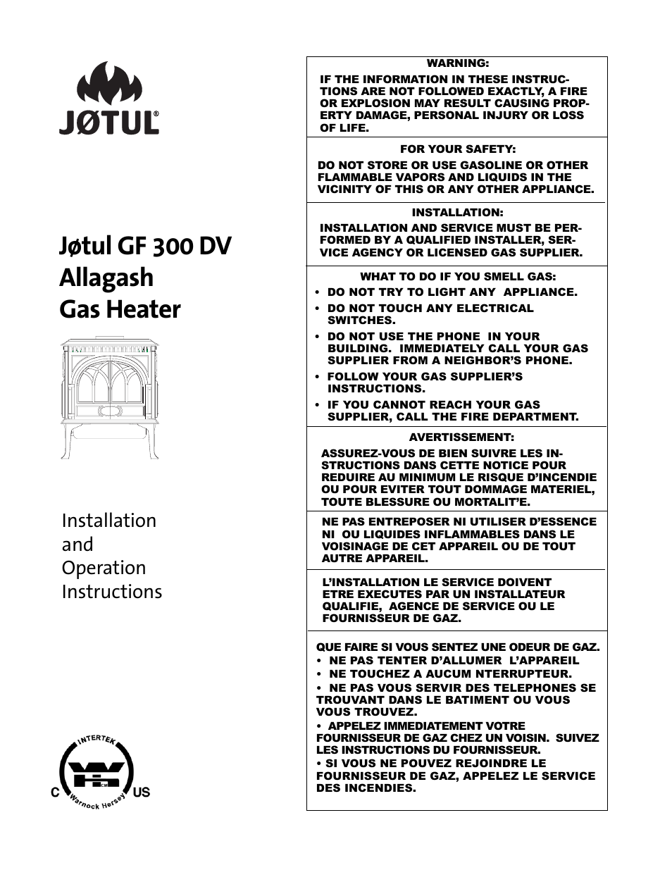 Jotul GF300 DV User Manual | 32 pages