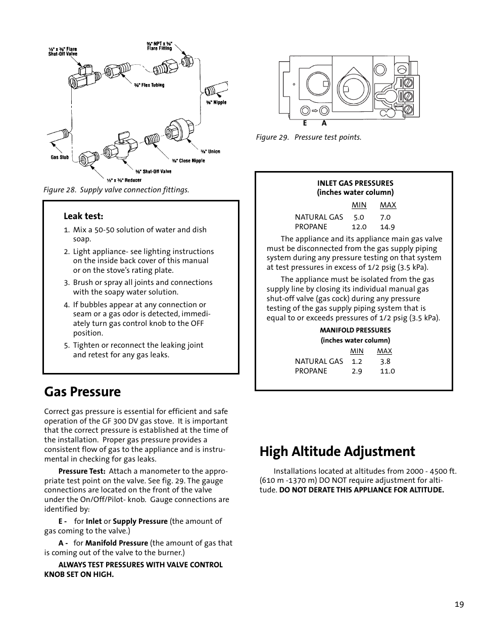 Gas pressure, High altitude adjustment | Jotul GF300 DV User Manual | Page 19 / 32