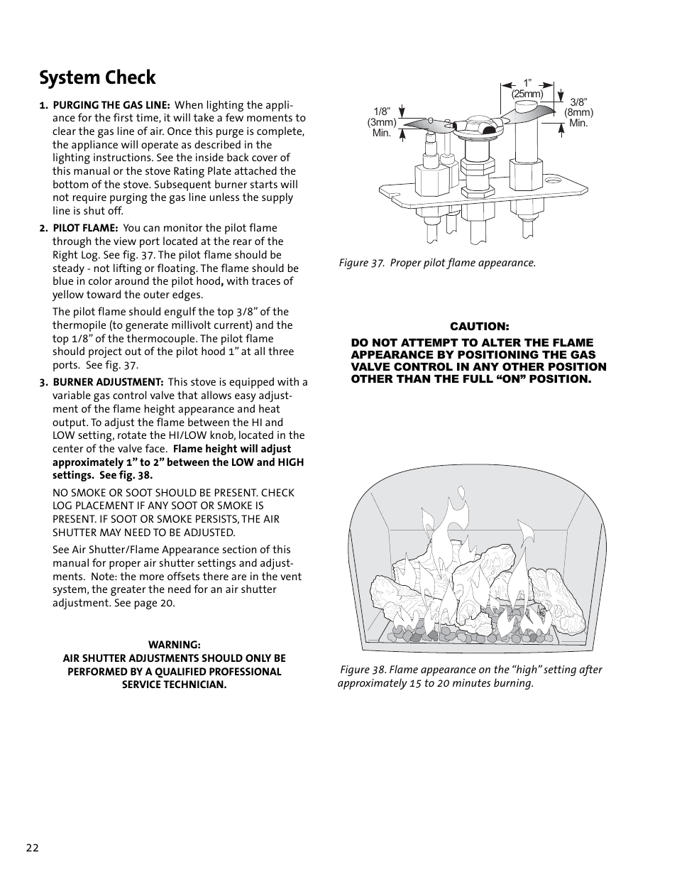 System check | Jotul GF300 DV User Manual | Page 22 / 32