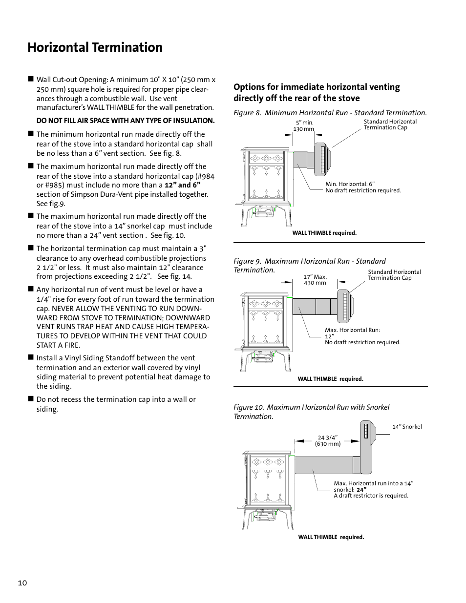 Horizontal termination | Jotul GF100 DV User Manual | Page 10 / 28