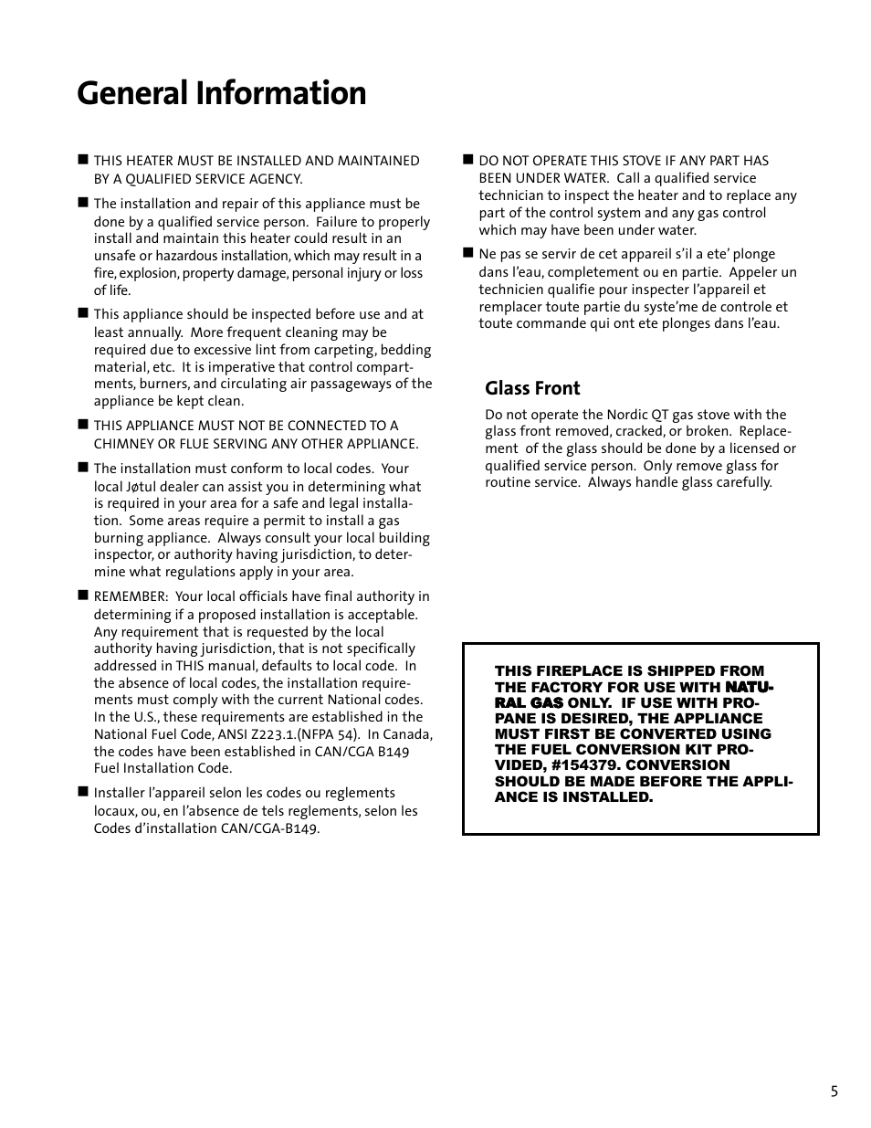 General information, Glass front | Jotul GF100 DV User Manual | Page 5 / 28