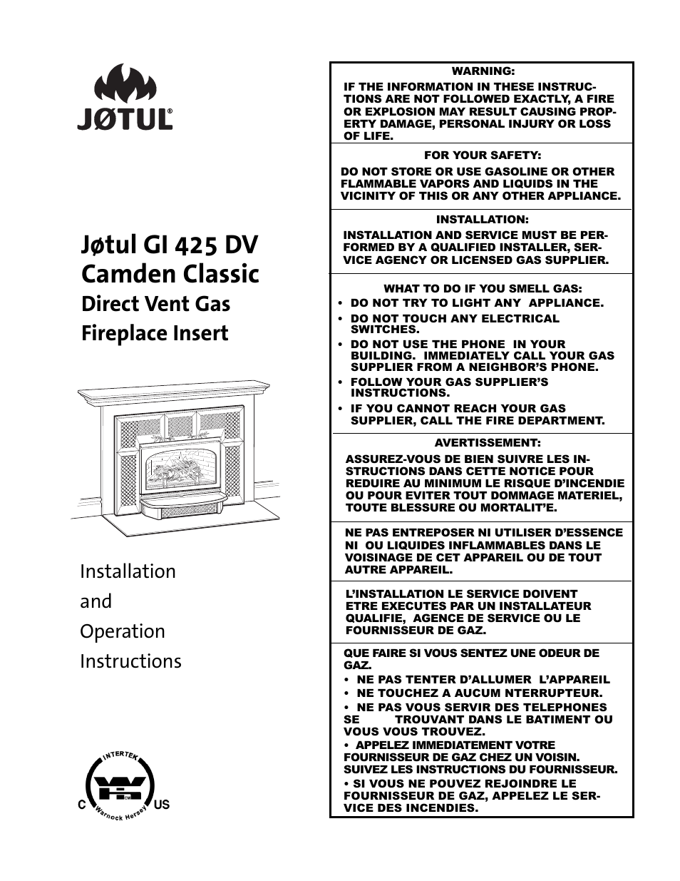 Jotul GI 425 DV User Manual | 32 pages