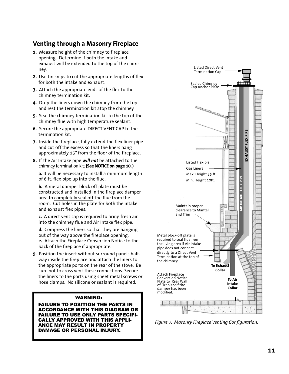 11 venting through a masonry fireplace | Jotul GI 425 DV User Manual | Page 11 / 32