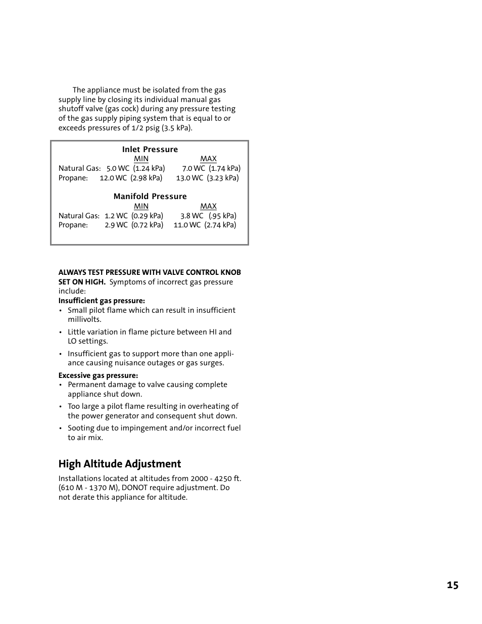 High altitude adjustment | Jotul GI 425 DV User Manual | Page 15 / 32