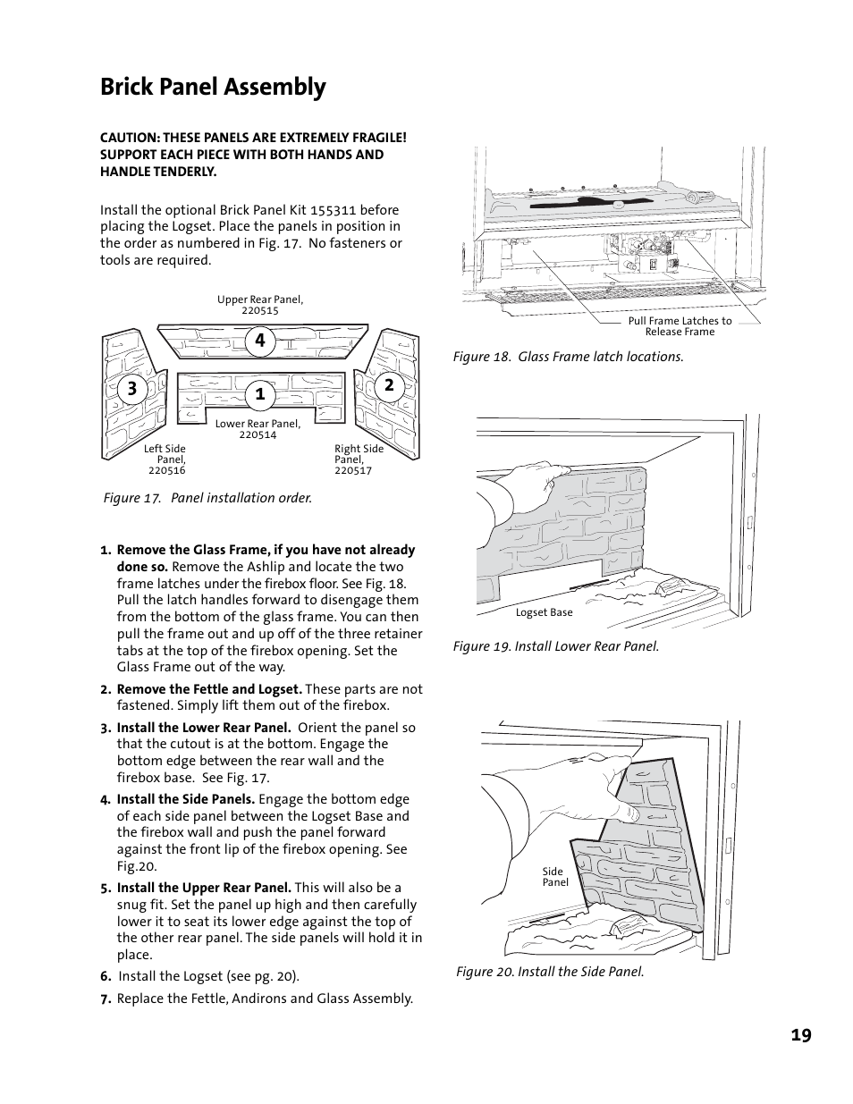 Brick panel assembly | Jotul GI 425 DV User Manual | Page 19 / 32