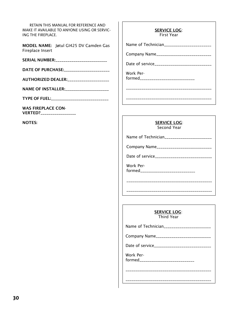 Jotul GI 425 DV User Manual | Page 30 / 32