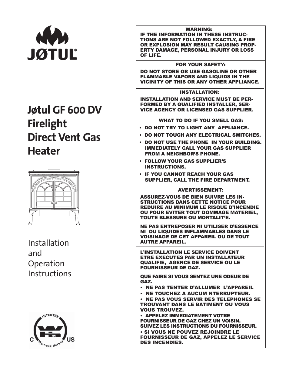 Jotul GF 600 DV User Manual | 28 pages