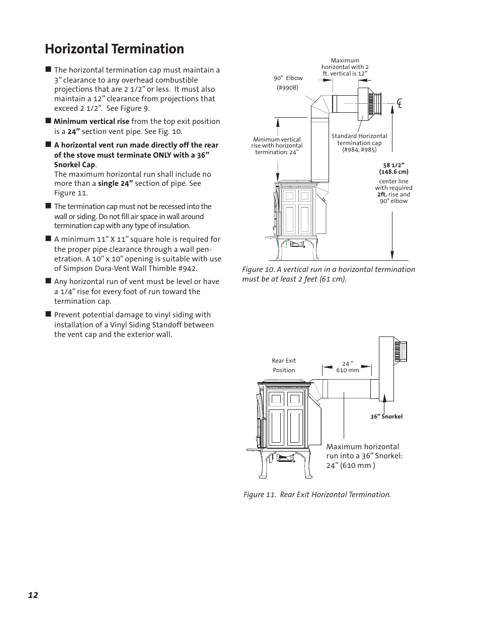 Horizontal termination, 12 cl | Jotul GF 600 DV User Manual | Page 12 / 28