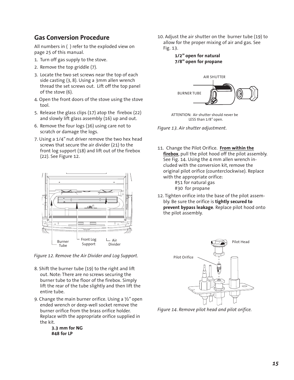 Gas conversion procedure | Jotul GF 600 DV User Manual | Page 15 / 28