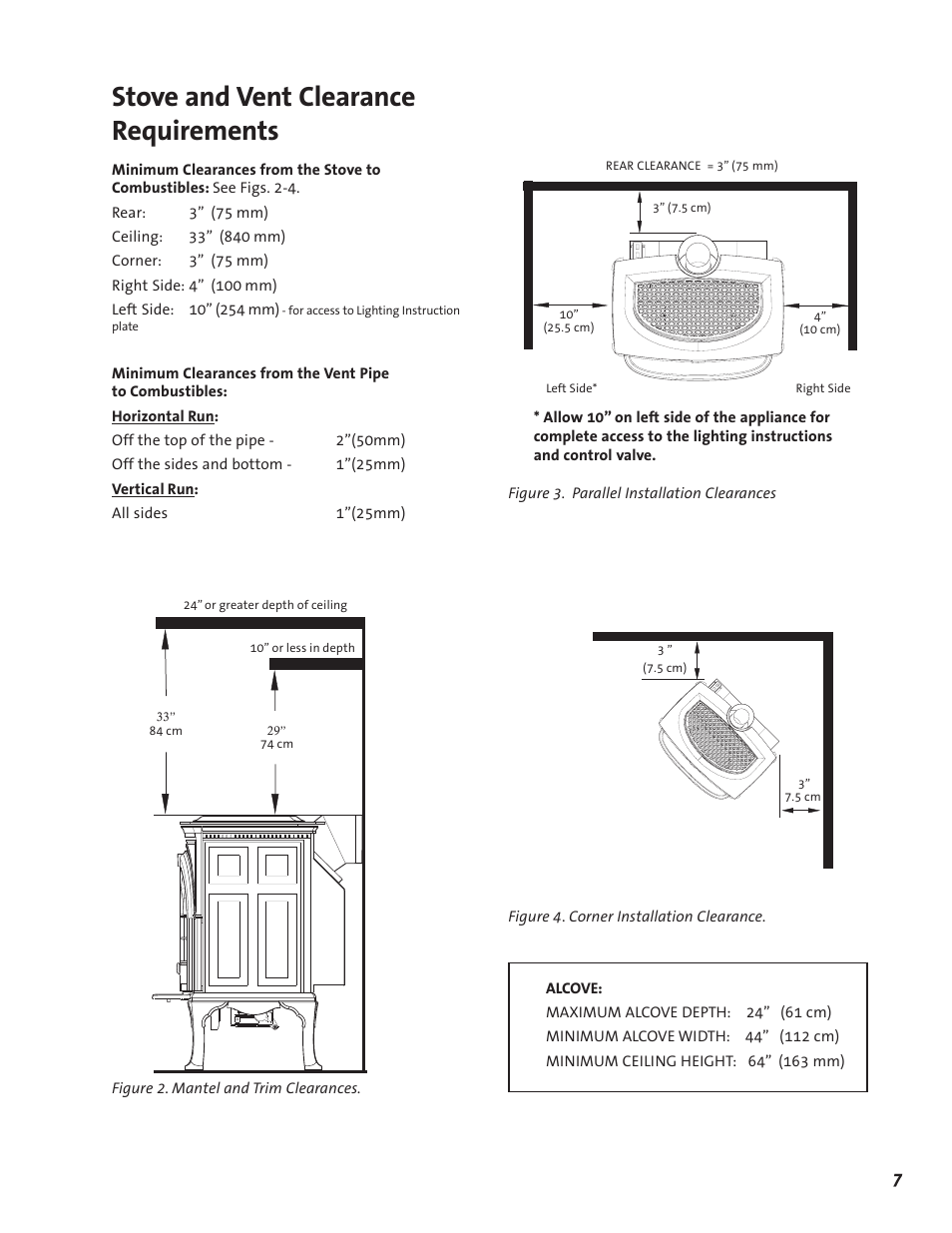 Stove and vent clearance requirements | Jotul GF 600 DV User Manual | Page 7 / 28