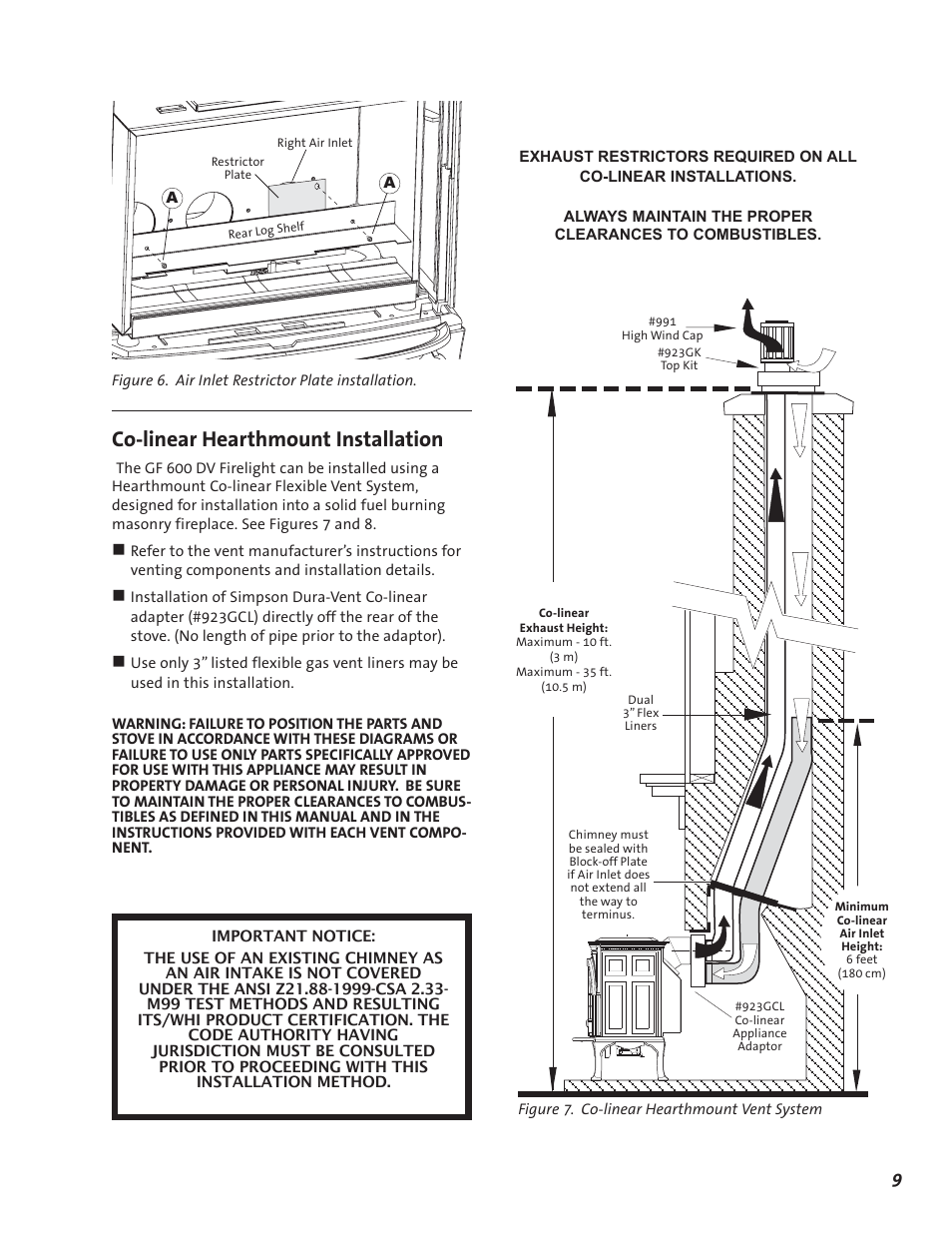 Co-linear hearthmount installation | Jotul GF 600 DV User Manual | Page 9 / 28