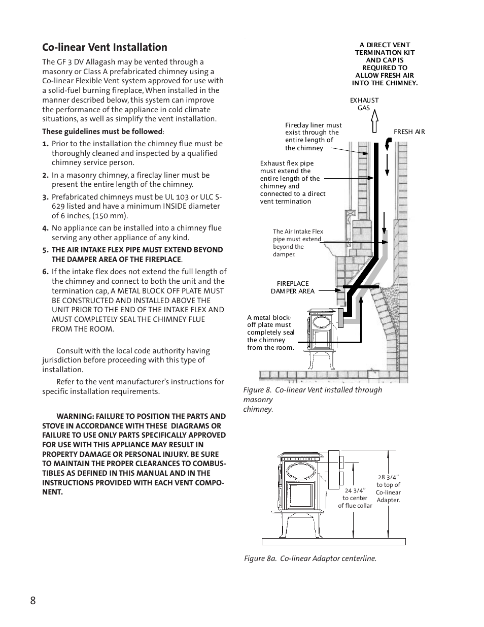 Co-linear vent installation | Jotul GF3 DVII User Manual | Page 10 / 28