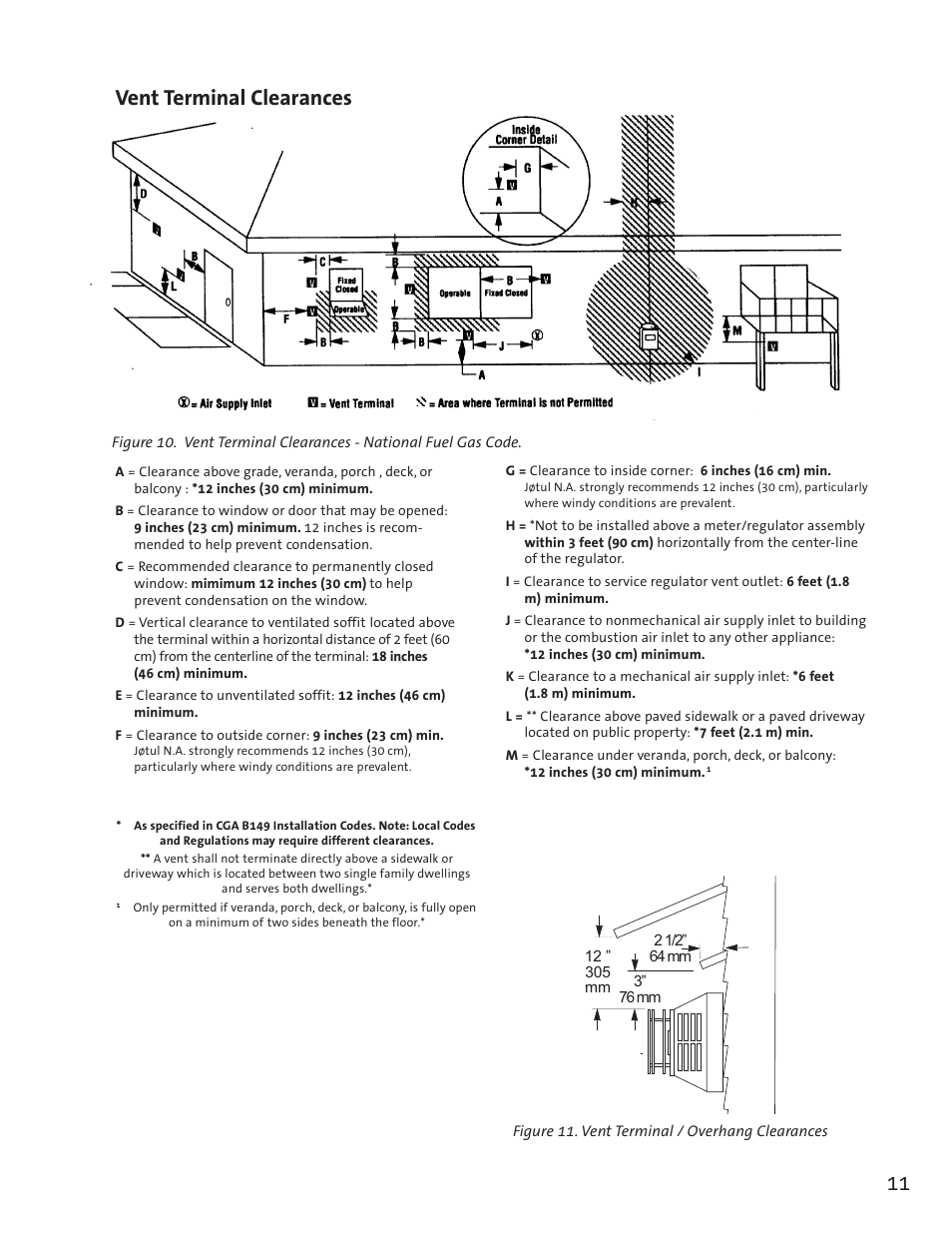Vent terminal clearances | Jotul GF3 DVII User Manual | Page 13 / 28