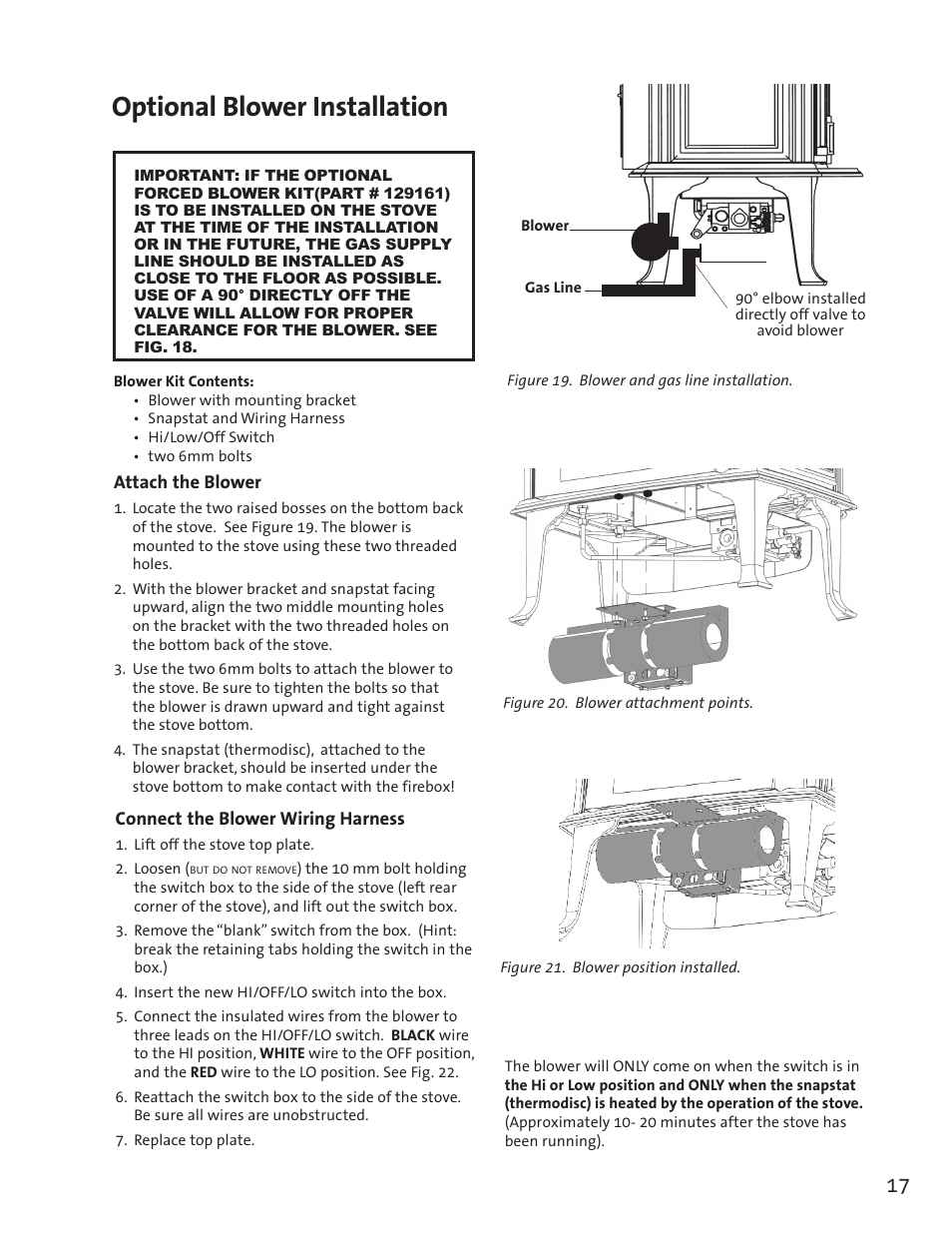 Optional blower installation | Jotul GF3 DVII User Manual | Page 19 / 28