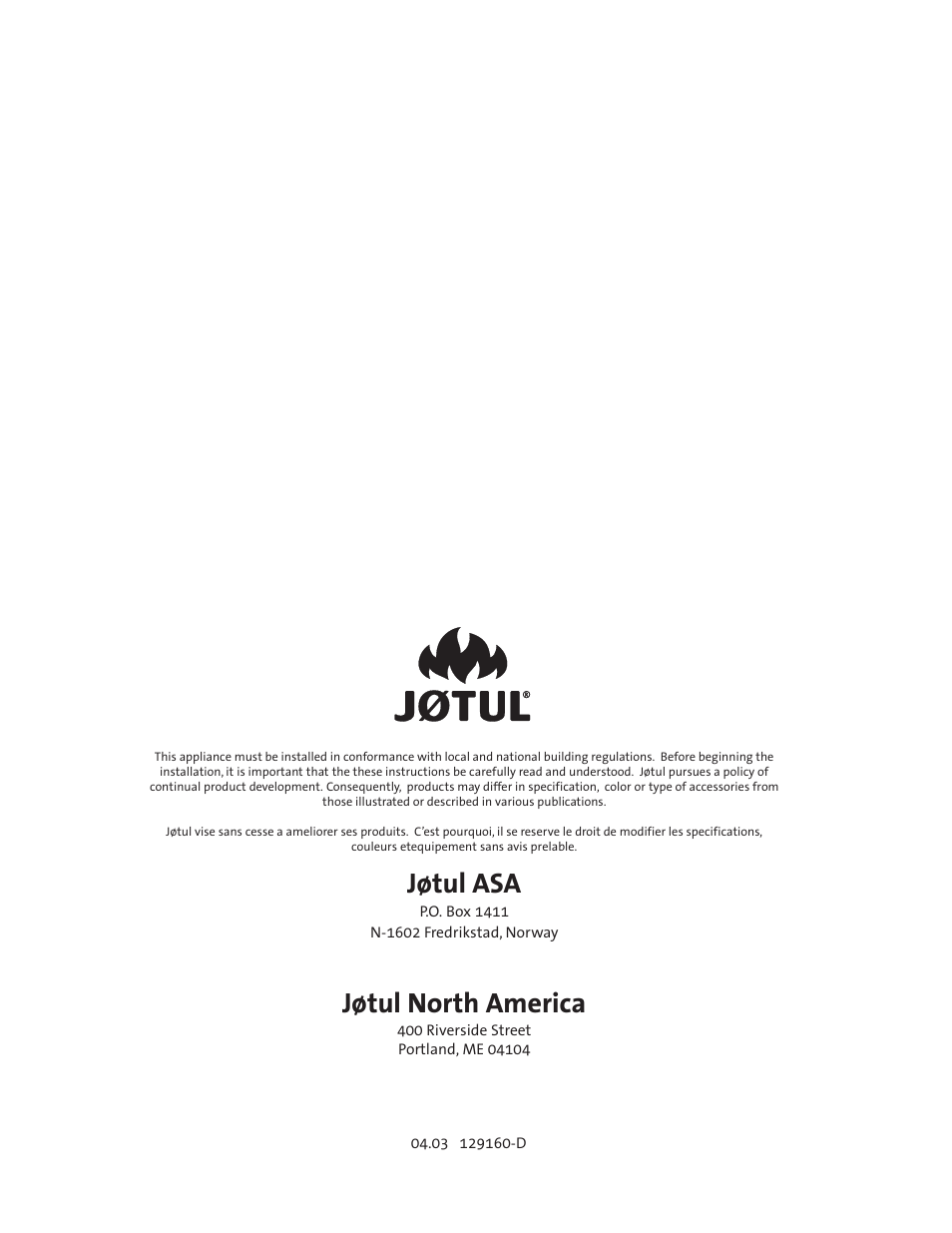 Jøtul asa, Jøtul north america | Jotul GF3 DVII User Manual | Page 28 / 28