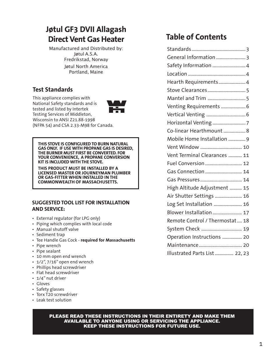 Jotul GF3 DVII User Manual | Page 3 / 28