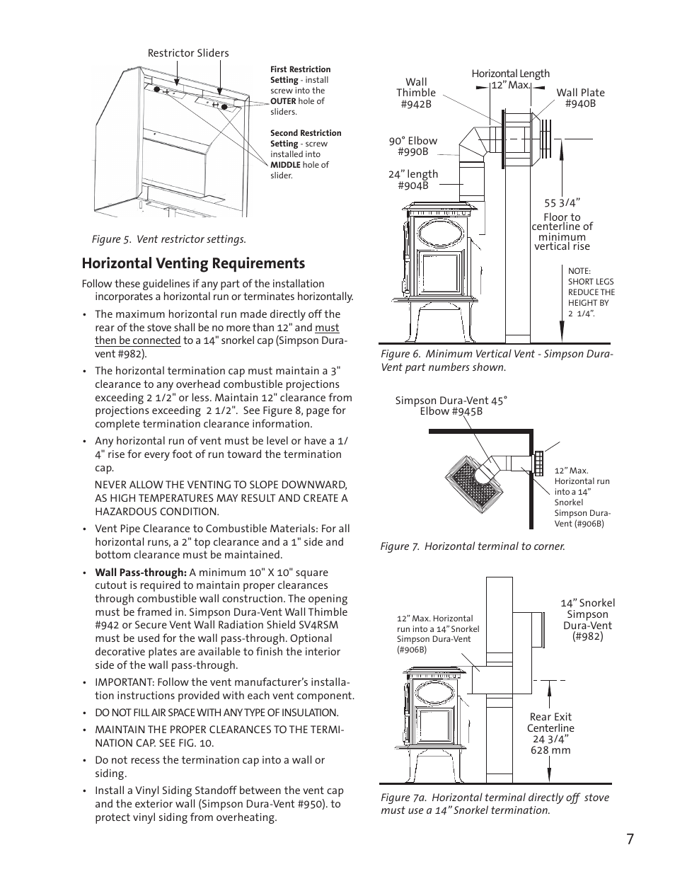 Horizontal venting requirements | Jotul GF3 DVII User Manual | Page 9 / 28