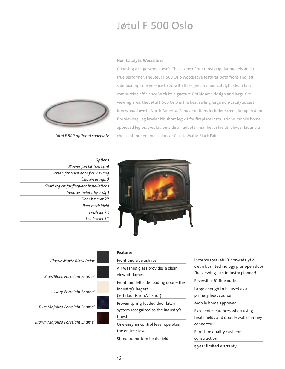 Jøtul f 500 oslo | Jotul Wood Stove User Manual | Page 16 / 24