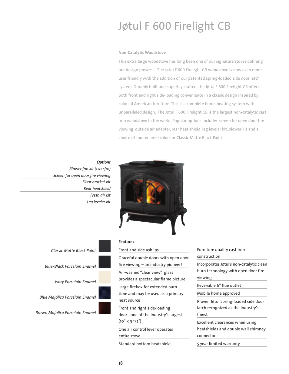 Jøtul f 600 firelight cb | Jotul Wood Stove User Manual | Page 18 / 24