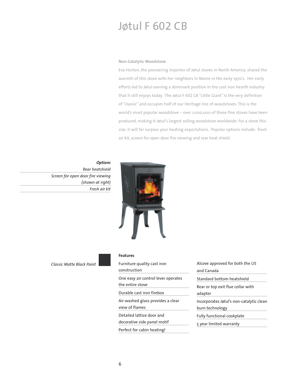 Jøtul f 602 cb | Jotul Wood Stove User Manual | Page 6 / 24