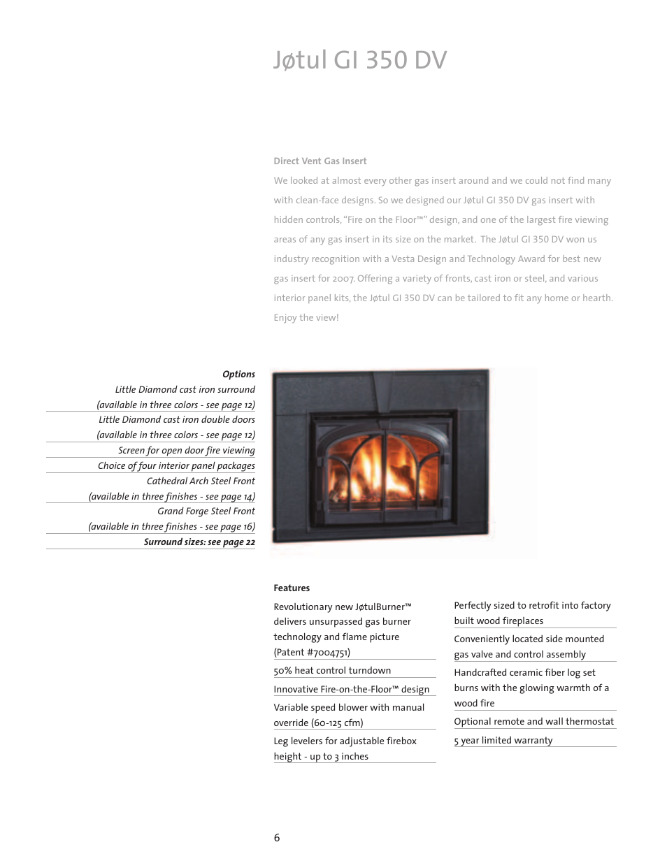 Jøtul gi 350 dv | Jotul Gas Inserts and Fireplaces User Manual | Page 6 / 28