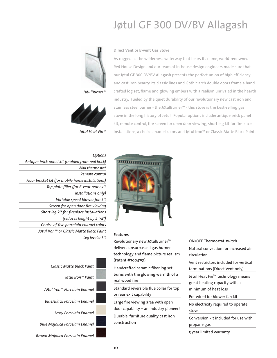 Jøtul gf 300 dv/bv allagash | Jotul Gas Stove User Manual | Page 10 / 24